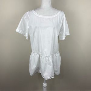 Anthropologie Maeve White Short Sleeve Tiered Top XL